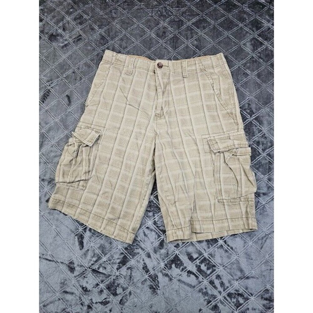 Plugg Shorts Men's Size 31 Beige Pattern Cargo Shorts Surf Fun Cool